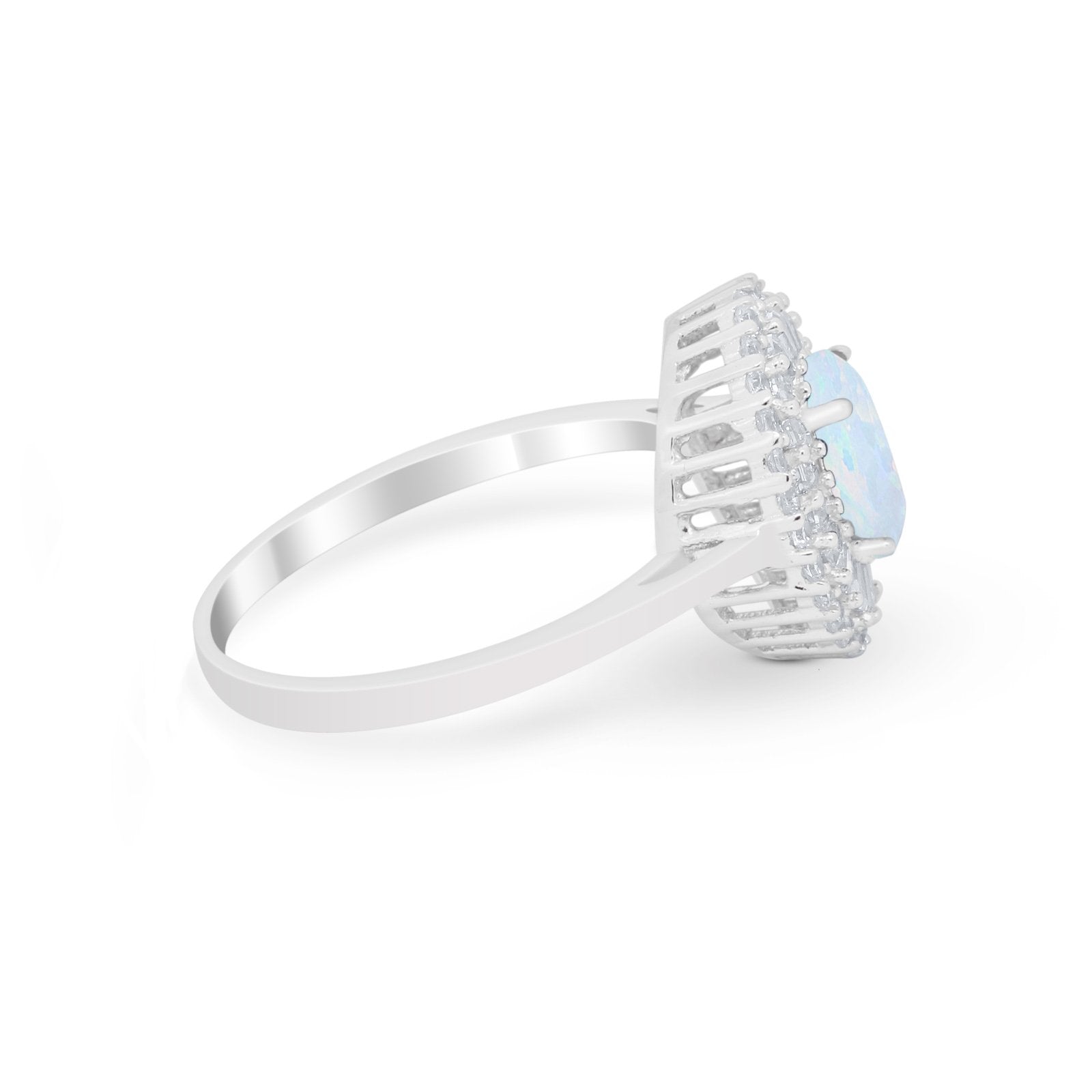 Art Deco Wedding Ring Oval Round Simulated Cubic Zirconia 925 Sterling Silver