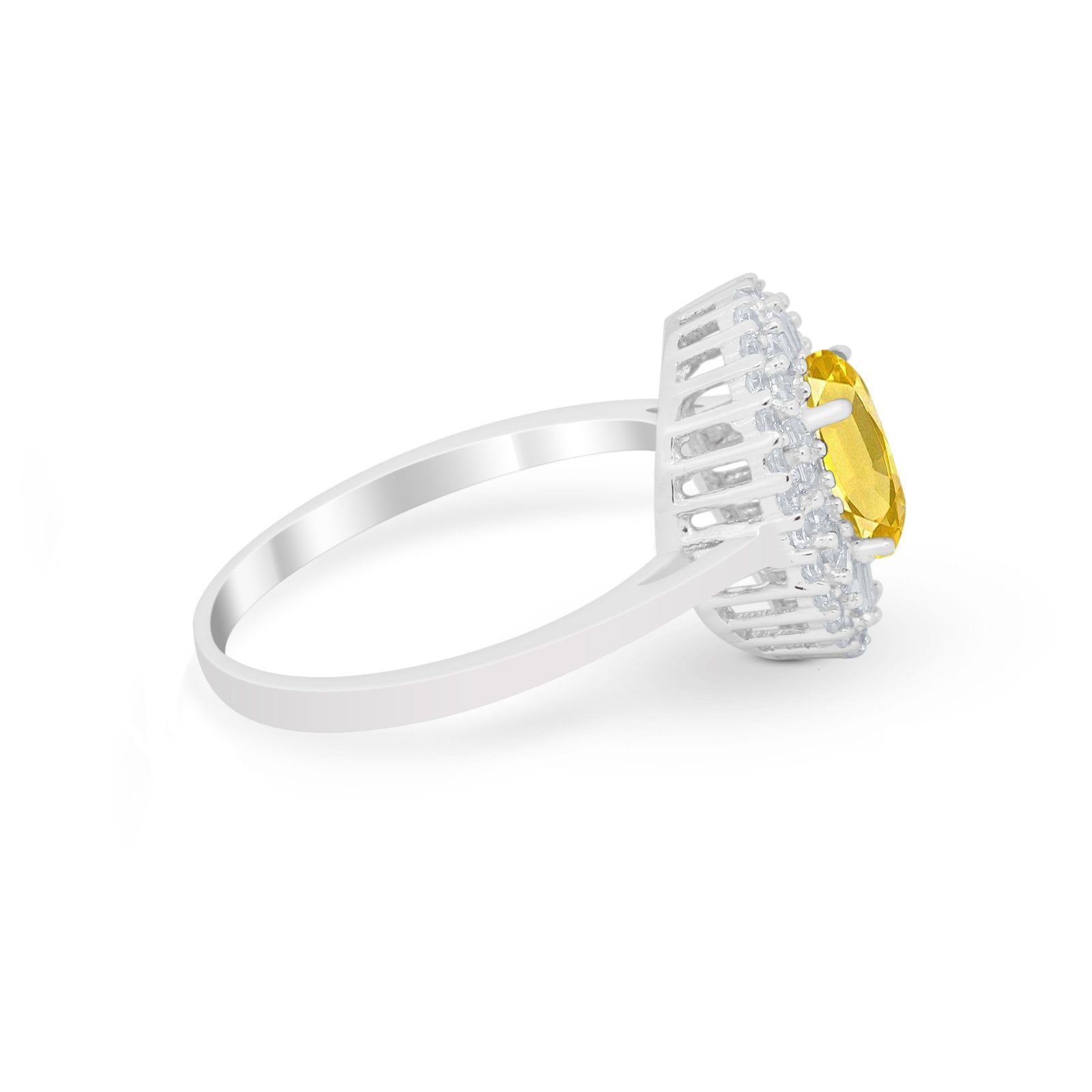 Art Deco Wedding Ring Oval Round Simulated Cubic Zirconia 925 Sterling Silver