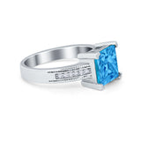 Cushion Cut Wedding Ring Simulated Cubic Zirconia Accent 925 Sterling Silver