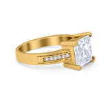 Cushion Cut Wedding Ring Simulated Cubic Zirconia Accent 925 Sterling Silver