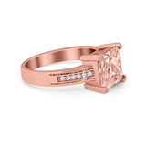 Cushion Cut Wedding Ring Simulated Cubic Zirconia Accent 925 Sterling Silver