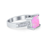 Cushion Cut Wedding Ring Simulated Cubic Zirconia Accent 925 Sterling Silver