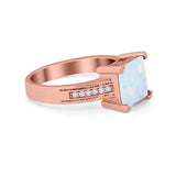 Cushion Cut Wedding Ring Simulated Cubic Zirconia Accent 925 Sterling Silver