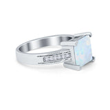 Cushion Cut Wedding Ring Simulated Cubic Zirconia Accent 925 Sterling Silver