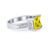 Cushion Cut Wedding Ring Simulated Cubic Zirconia Accent 925 Sterling Silver