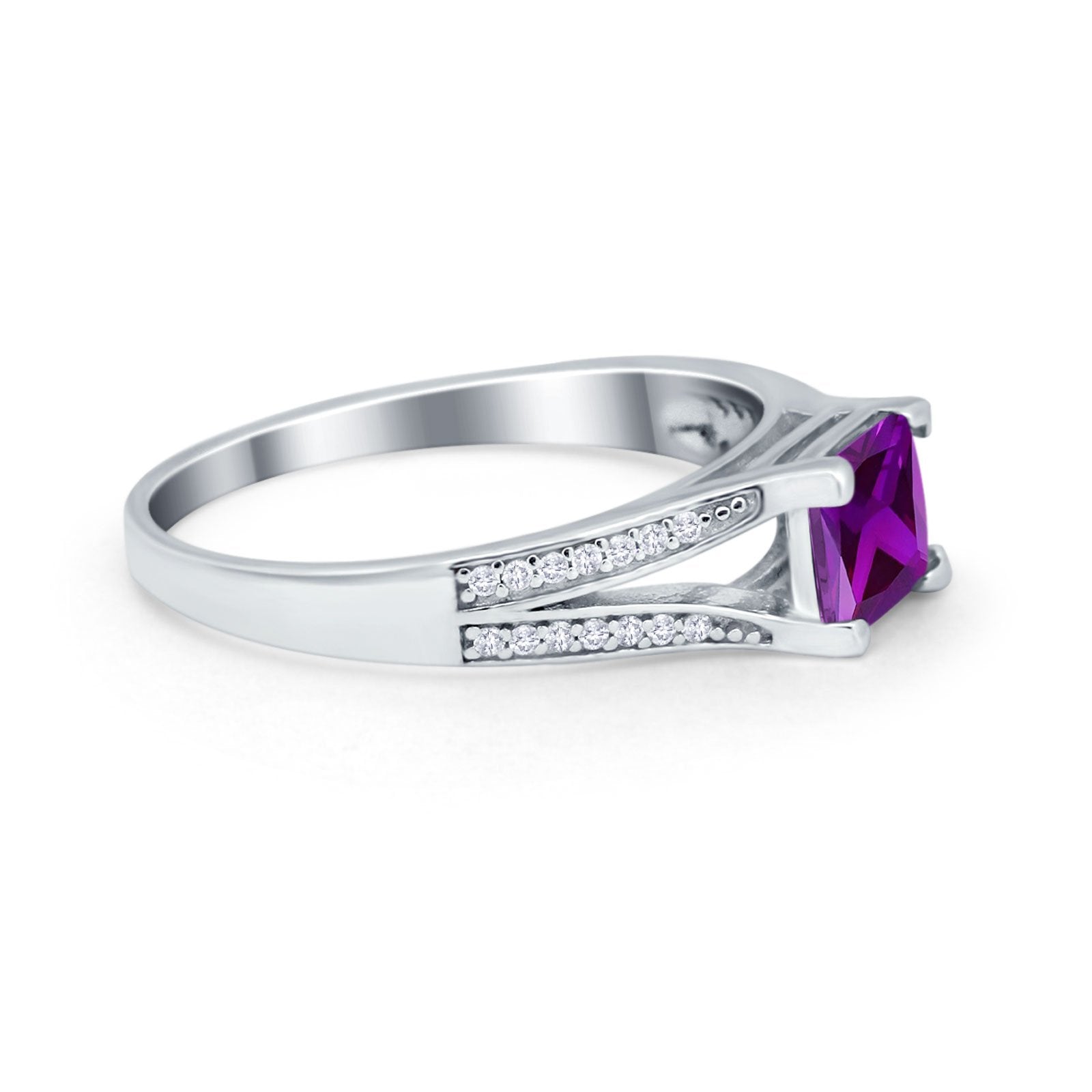 Princess Cut Wedding Ring Simulated Cubic Zirconia 925 Sterling Silver