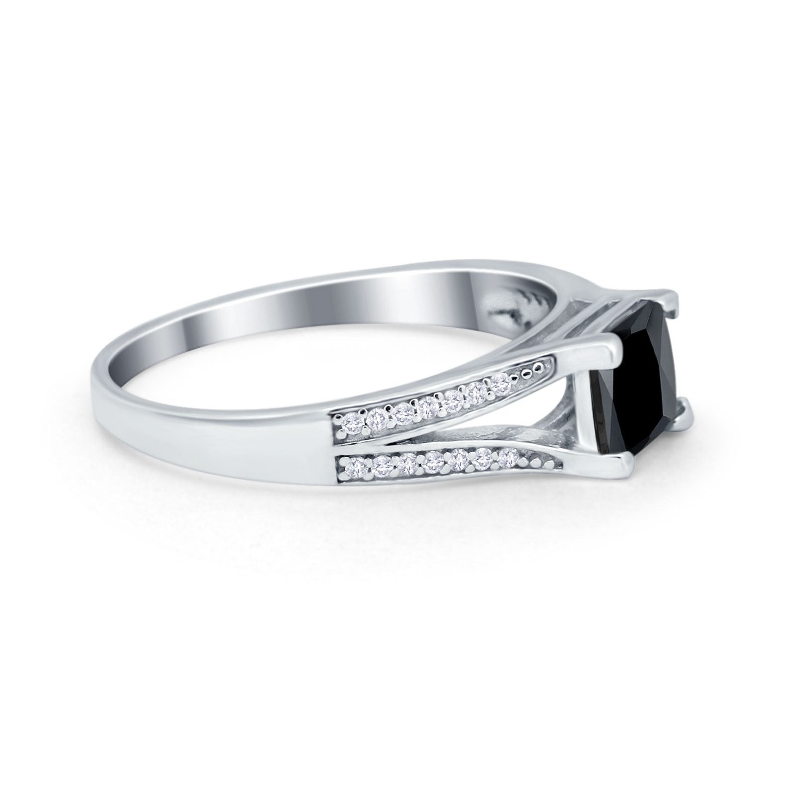 Princess Cut Wedding Ring Simulated Cubic Zirconia 925 Sterling Silver