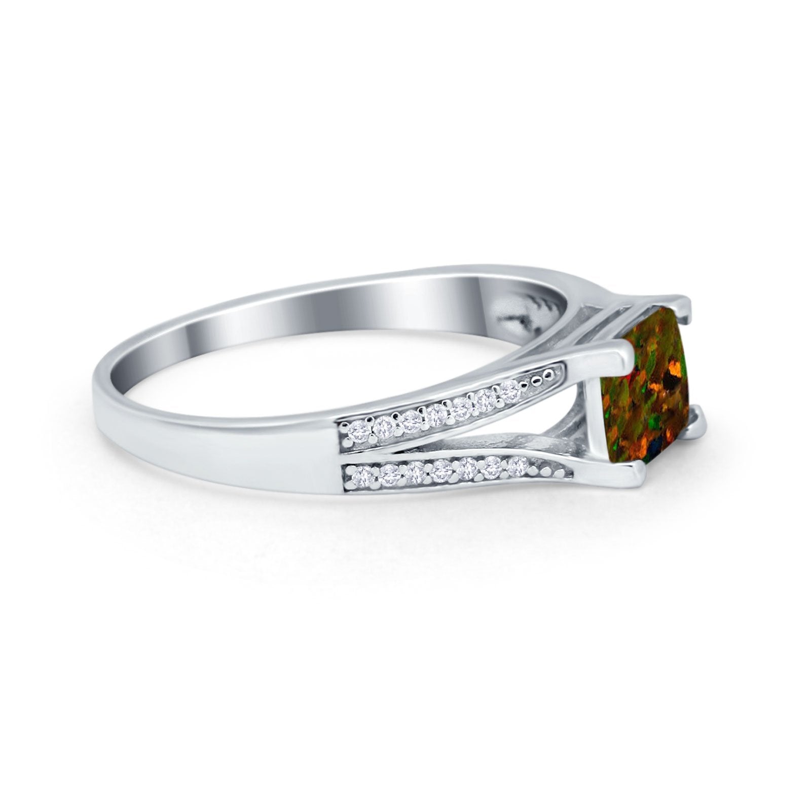 Princess Cut Wedding Ring Simulated Cubic Zirconia 925 Sterling Silver