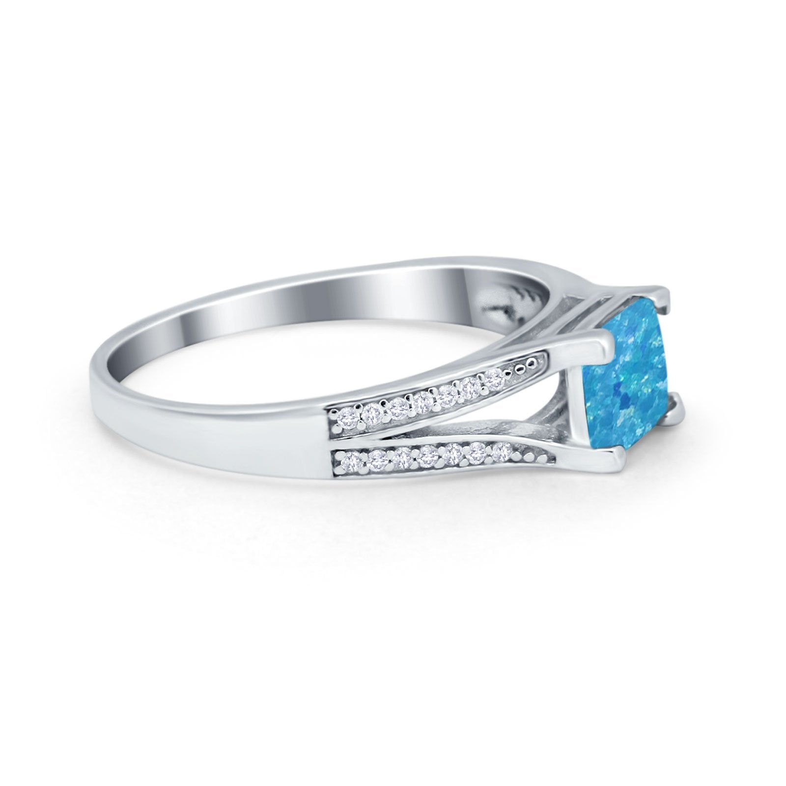 Princess Cut Wedding Ring Simulated Cubic Zirconia 925 Sterling Silver