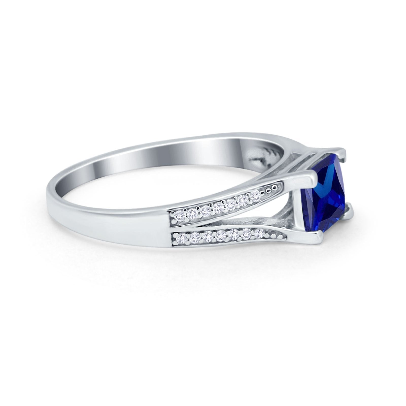 Princess Cut Wedding Ring Simulated Cubic Zirconia 925 Sterling Silver