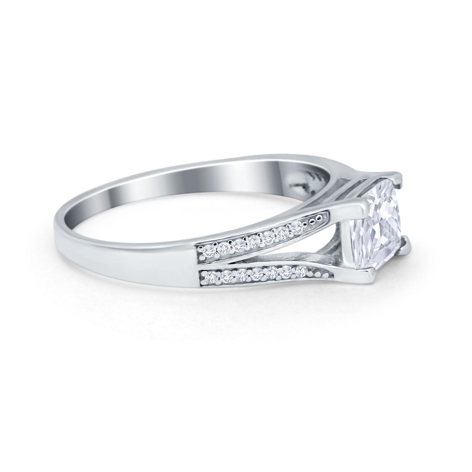Princess Cut Wedding Ring Simulated Cubic Zirconia 925 Sterling Silver