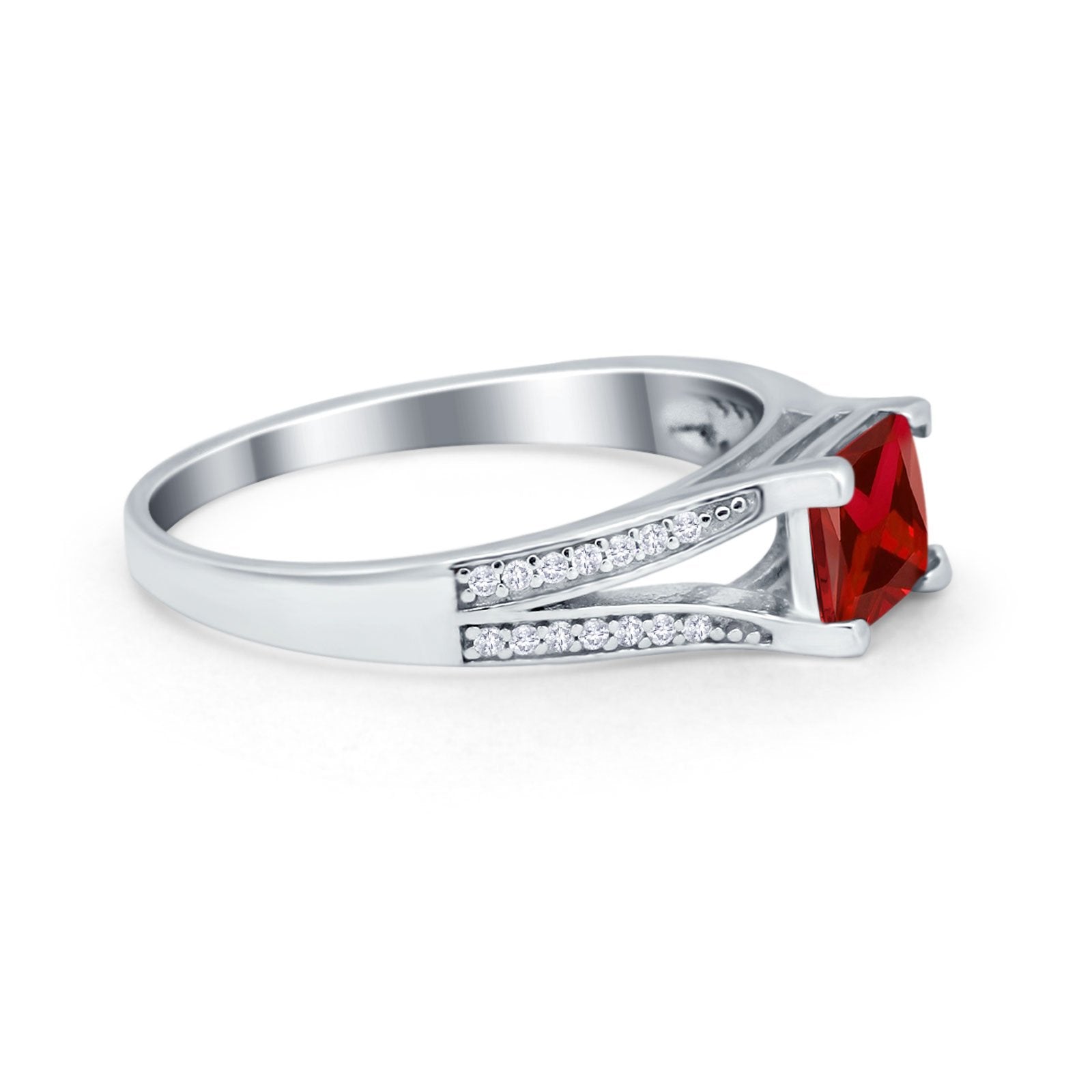 Princess Cut Wedding Ring Simulated Cubic Zirconia 925 Sterling Silver