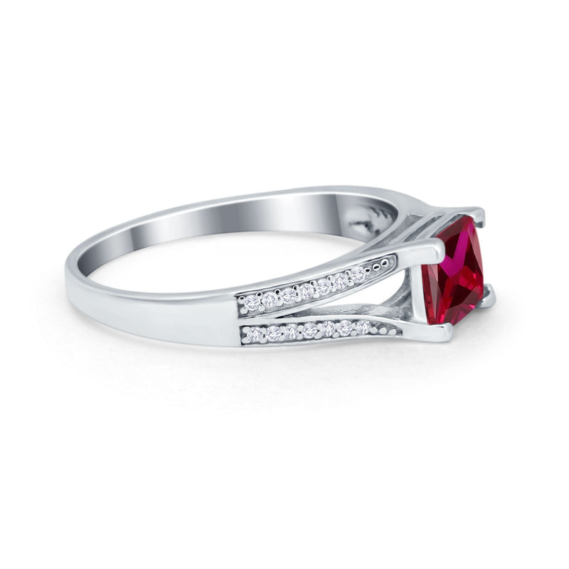 Princess Cut Wedding Ring Simulated Cubic Zirconia 925 Sterling Silver