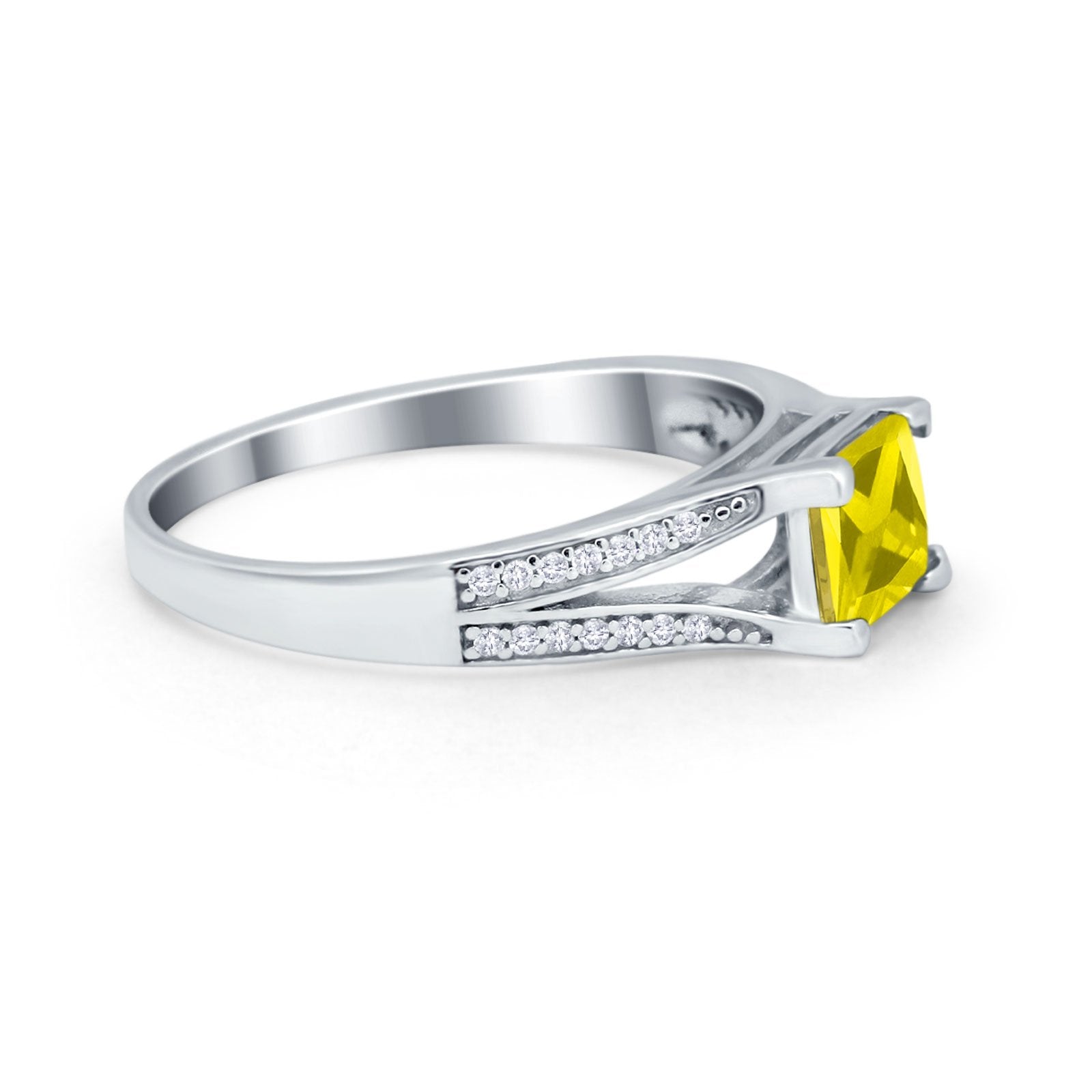 Princess Cut Wedding Ring Simulated Cubic Zirconia 925 Sterling Silver