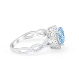 Art Deco Twisted Shank Wedding Ring Oval Round Cubic Zirconia 925 Sterling Silver