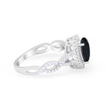 Art Deco Twisted Shank Wedding Ring Oval Round Cubic Zirconia 925 Sterling Silver