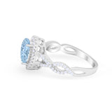 Art Deco Twisted Shank Wedding Ring Oval Round Cubic Zirconia 925 Sterling Silver