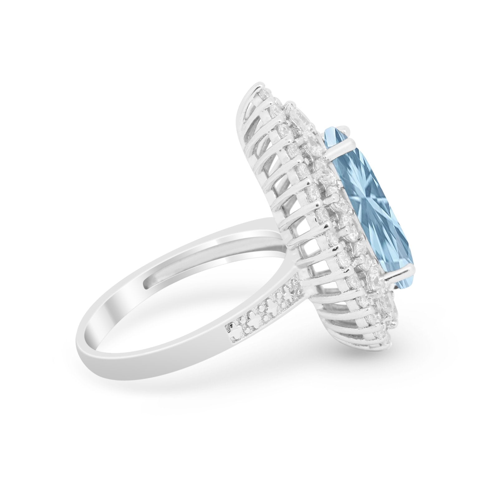 Teardrop Cocktail Ring Pear Round Cubic Zirconia 925 Sterling Silver