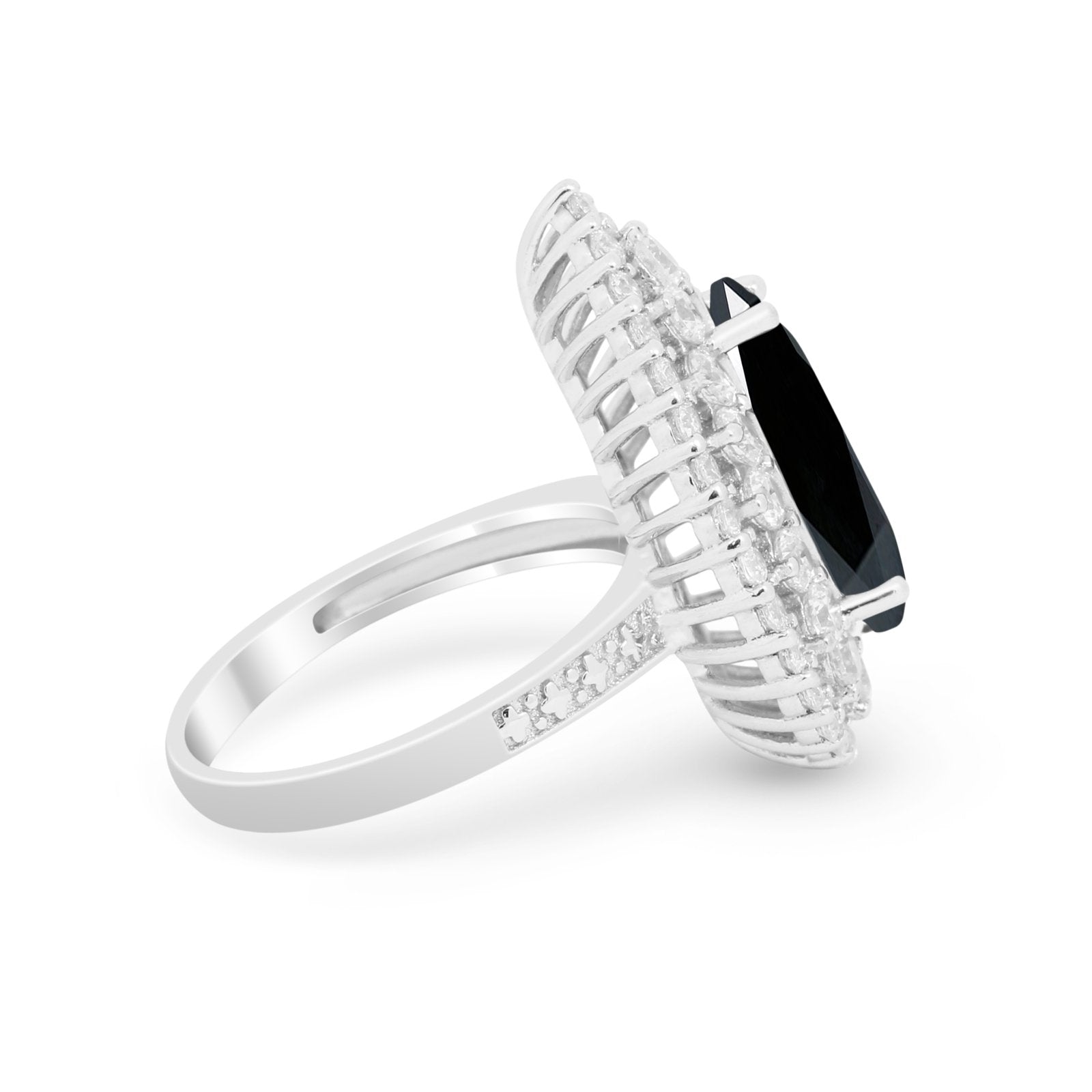 Teardrop Cocktail Ring Pear Round Cubic Zirconia 925 Sterling Silver
