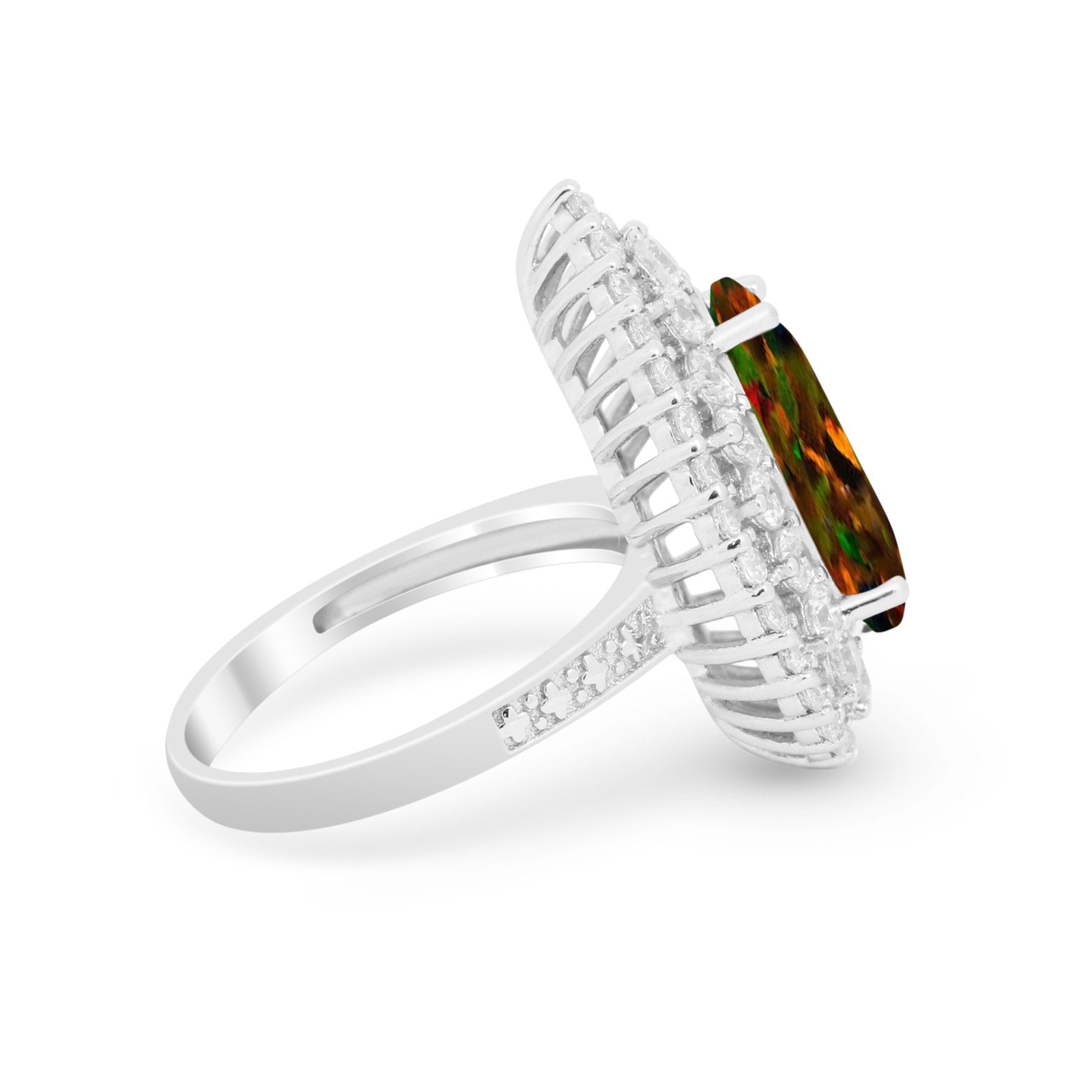 Teardrop Cocktail Ring Pear Round Cubic Zirconia 925 Sterling Silver