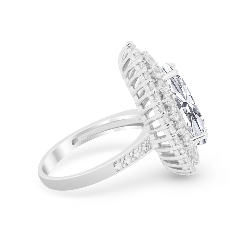 Teardrop Cocktail Ring Pear Round Cubic Zirconia 925 Sterling Silver
