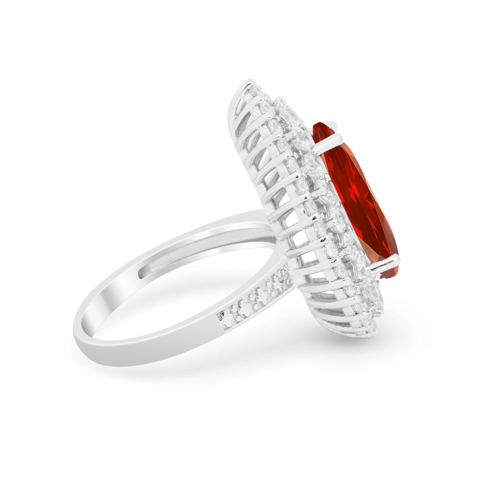 Teardrop Cocktail Ring Pear Round Cubic Zirconia 925 Sterling Silver