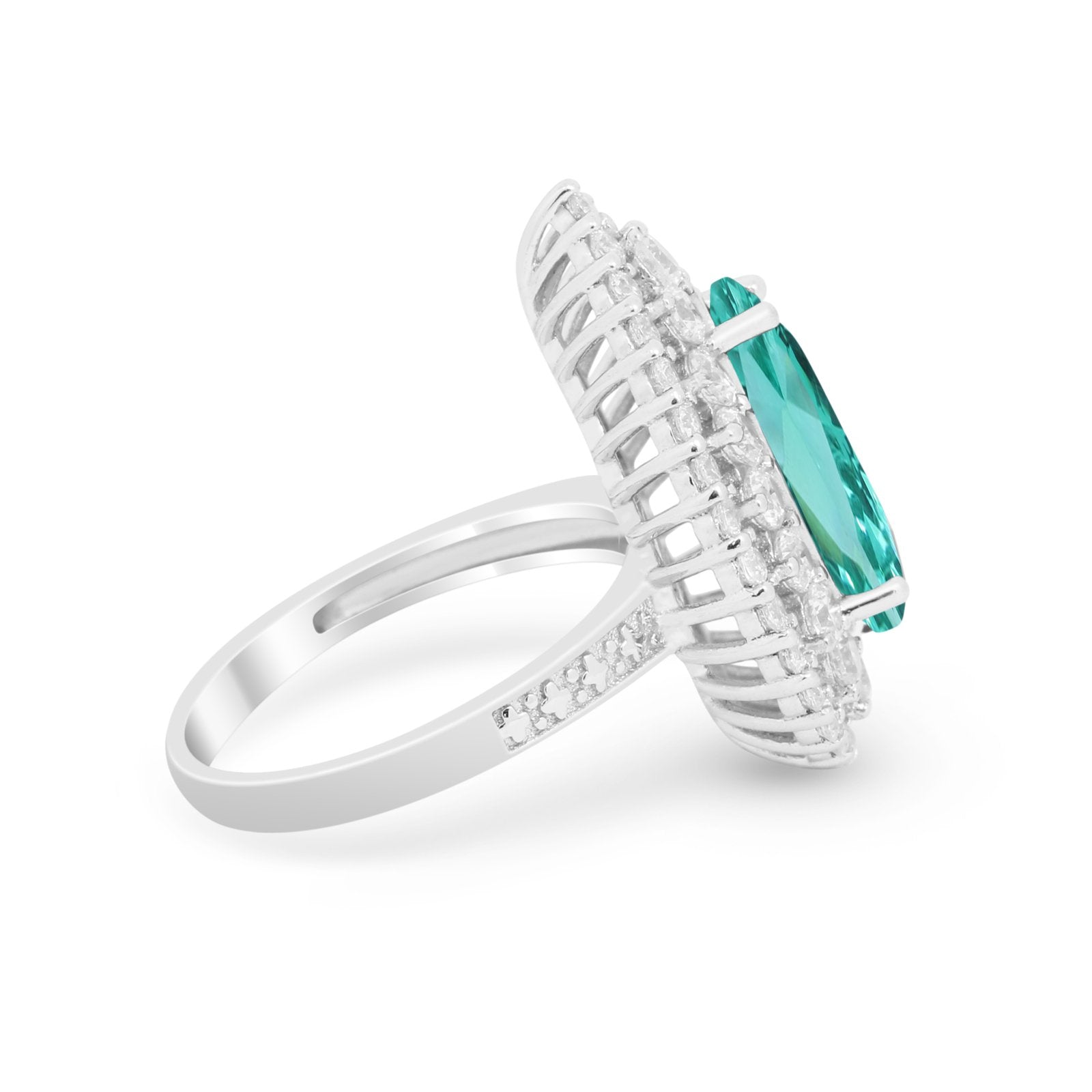 Teardrop Cocktail Ring Pear Round Cubic Zirconia 925 Sterling Silver