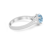 Solitaire Simulated Cubic Zirconia Wedding Ring Double Band 925 Sterling Silver