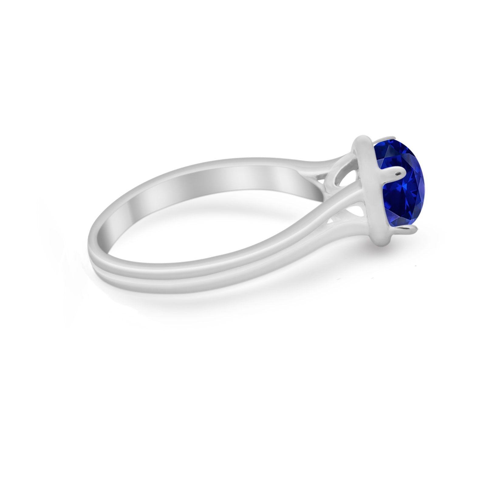 Solitaire Simulated Cubic Zirconia Wedding Ring Double Band 925 Sterling Silver
