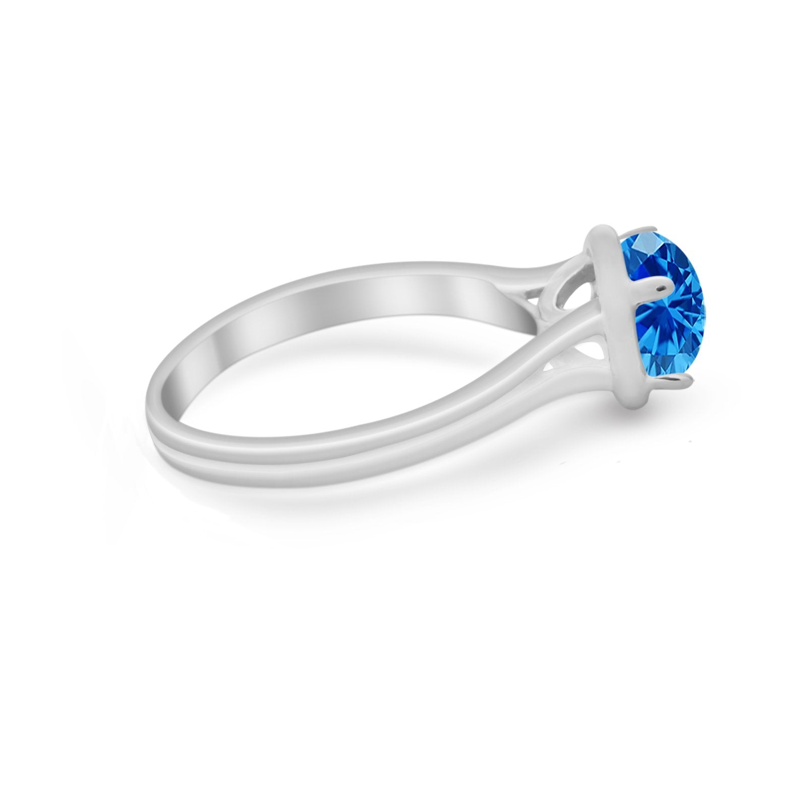 Solitaire Simulated Cubic Zirconia Wedding Ring Double Band 925 Sterling Silver