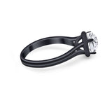 Solitaire Simulated Cubic Zirconia Wedding Ring Double Band 925 Sterling Silver