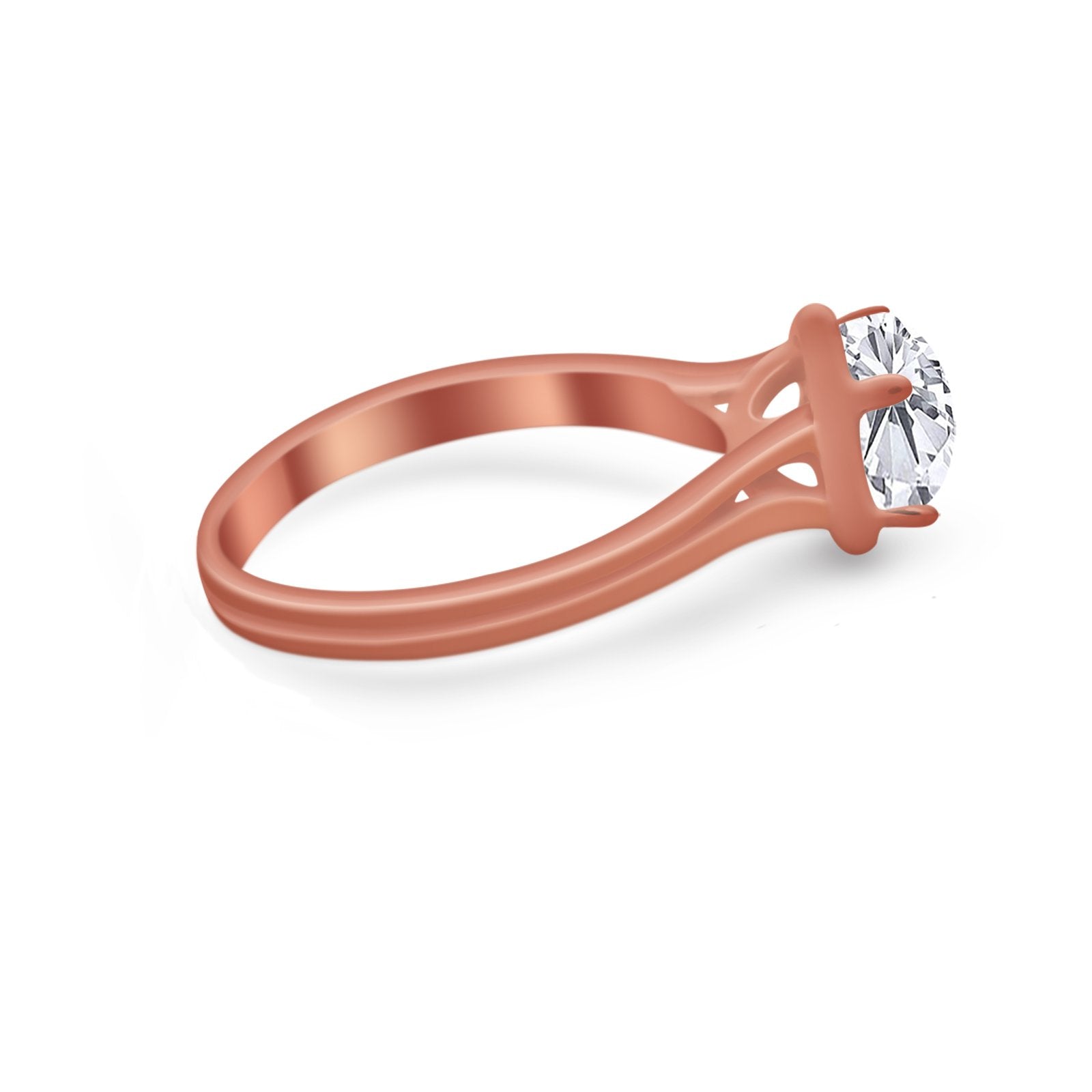 Solitaire Simulated Cubic Zirconia Wedding Ring Double Band 925 Sterling Silver