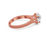 Solitaire Simulated Cubic Zirconia Wedding Ring Double Band 925 Sterling Silver