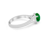 Solitaire Simulated Cubic Zirconia Wedding Ring Double Band 925 Sterling Silver