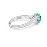 Solitaire Simulated Cubic Zirconia Wedding Ring Double Band 925 Sterling Silver