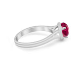 Solitaire Simulated Cubic Zirconia Wedding Ring Double Band 925 Sterling Silver
