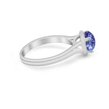 Solitaire Simulated Cubic Zirconia Wedding Ring Double Band 925 Sterling Silver