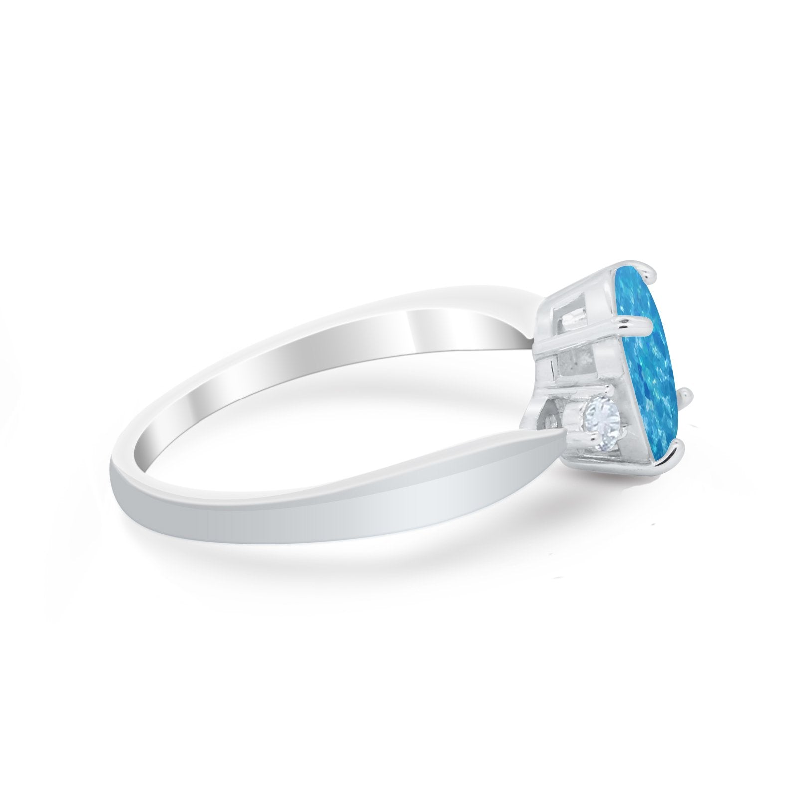 Three Stone Wedding Ring Round Simulated Cubic Zirconia 925 Sterling Silver