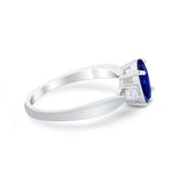Three Stone Wedding Ring Round Simulated Cubic Zirconia 925 Sterling Silver
