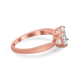 Three Stone Wedding Ring Round Simulated Cubic Zirconia 925 Sterling Silver
