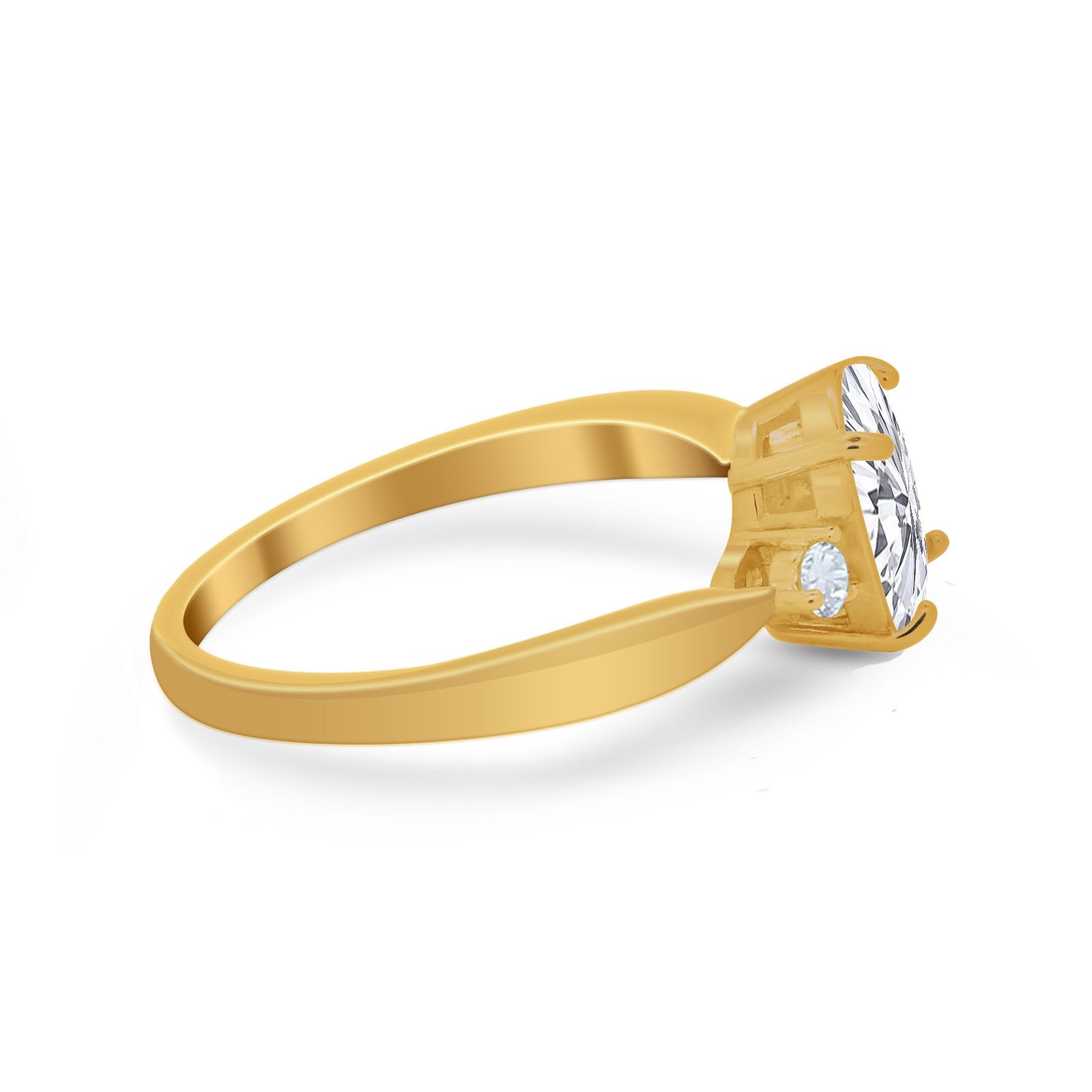 Three Stone Wedding Ring Round Simulated Cubic Zirconia 925 Sterling Silver