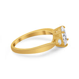 Three Stone Wedding Ring Round Simulated Cubic Zirconia 925 Sterling Silver