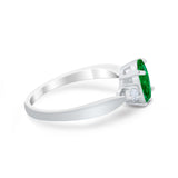 Three Stone Wedding Ring Round Simulated Cubic Zirconia 925 Sterling Silver