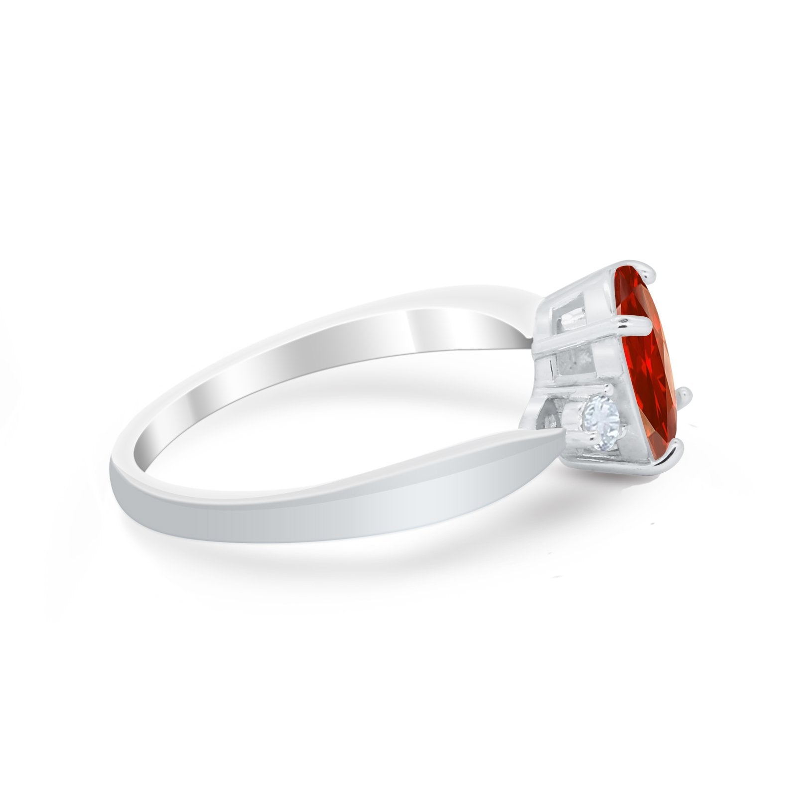 Three Stone Wedding Ring Round Simulated Cubic Zirconia 925 Sterling Silver