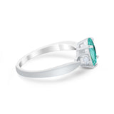 Three Stone Wedding Ring Round Simulated Cubic Zirconia 925 Sterling Silver