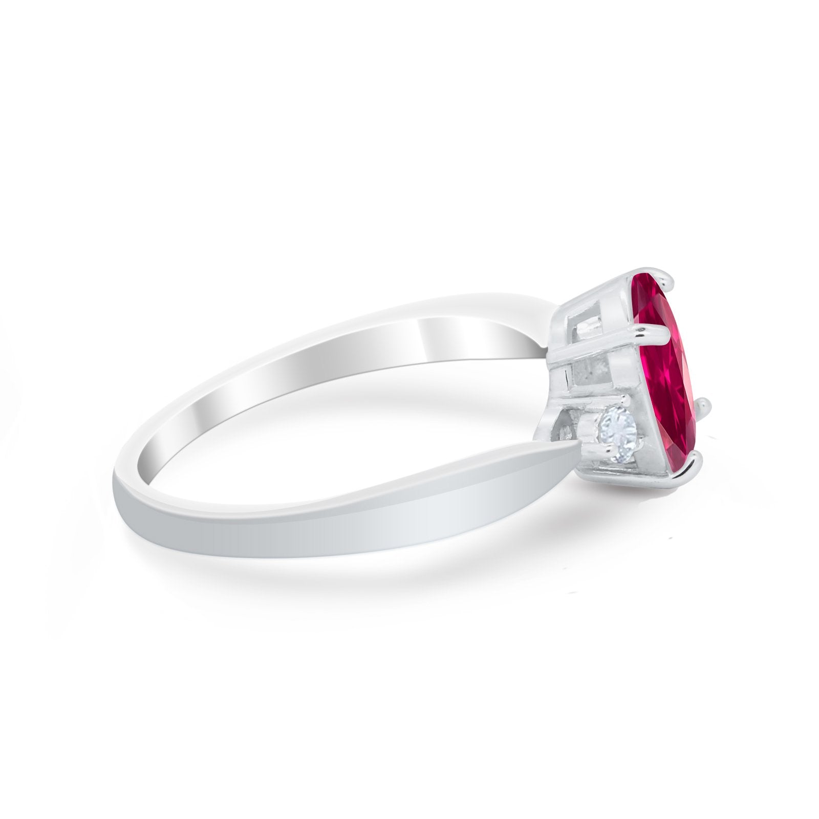 Three Stone Wedding Ring Round Simulated Cubic Zirconia 925 Sterling Silver