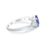 Three Stone Wedding Ring Round Simulated Cubic Zirconia 925 Sterling Silver
