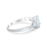 Three Stone Wedding Ring Round Simulated Cubic Zirconia 925 Sterling Silver