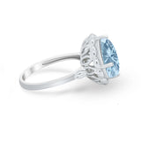 Large Stone Cocktail Ring Art Deco Simulated Cubic Zirconia 925 Sterling Silver