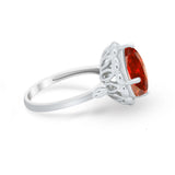 Large Stone Cocktail Ring Art Deco Simulated Cubic Zirconia 925 Sterling Silver